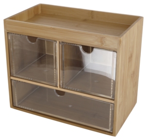 Sminkförvaring med 3 lådor, bambu