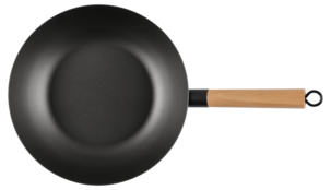 Wokpanne i karbonstål med flat bunn, 28 cm
