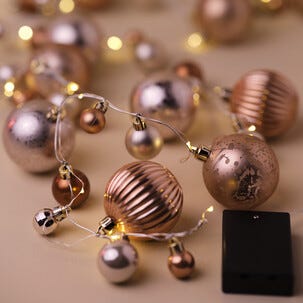 Girlang med julkulor och LED-belysning inomhus, 3 m