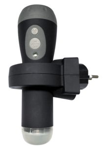 Ladattava taskulamppu, jossa yövalo