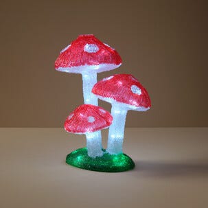 Lysende soppformet julepynt for utendørs bruk, 32 cm