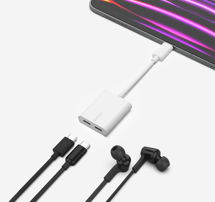 Belkin Rockstar USB-C till 2 x USB-C adapter, vit