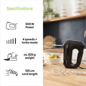 Braun MultiMix 2 håndmikser, visp og deigkrok, 2110, svart