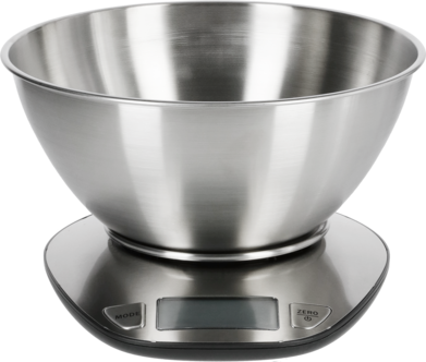 Digital köksvåg med skål, rostfritt stål