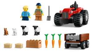LEGO City Röd jordbrukstraktor med släp och får 60461, från 4 år