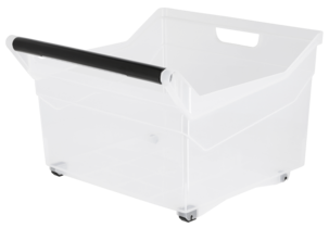 Oppbevaringsboks med håndtak og hjul