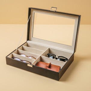 Silmälasikotelo, kova silmälasikotelo kannella, 6 lokeroa