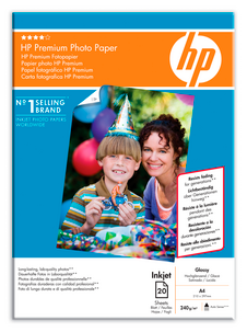 Bläckstrålepapper A4 HP Premium photo paper, Glossy