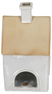 Lyshus i keramikk for telys, hvitt