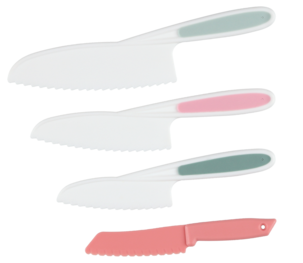 Barnekniver i plast, 4 deler, fra 3 år