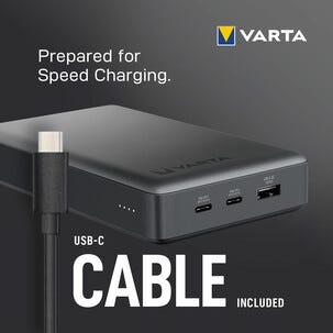 Varta speed powerbank 20000 mAh, 65W, snabbladdare
