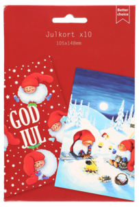 Julekort enkle, 10-pk