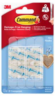 Command självhäftande minikrokar transparenta, 6-pack