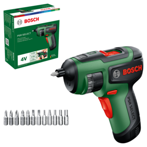 Bosch PSR Select drill 4 V med bits, 1 batteri