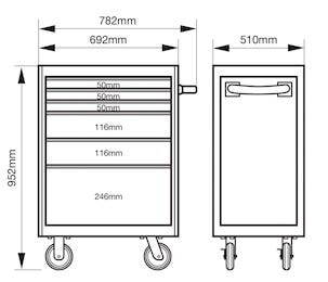 Bahco Työkaluvaunu E72, 6 laatikkoa