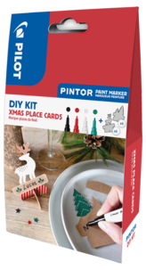 Pilot placeringskort jul, set med 4 pennor