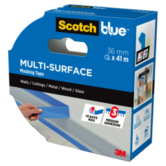 ScotchBlue blå maskeringstejp utomhus, bred 36 mm x 41 m