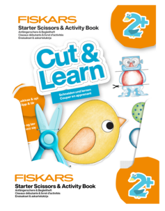 Fiskars Cut & Learn barnsax (plastblad) med bok, från 2 år
