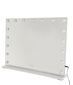 Stor sminkspegel med dimbar LED-belysning, vit, 80 x 62 cm