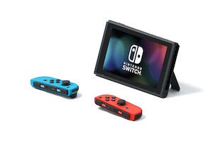 Nintendo Switch med Neon Blue / Neon Red Joy-Con, spelkonsol