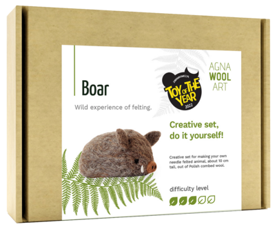 Agna Wool Art Kit Huovutustyö villisika, 10 cm