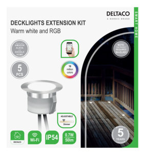 Deltaco Smart Home WiFi decklight RGB 5-pack för utbyggnad