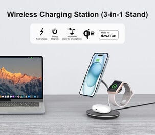 Trådlös Qi2 laddare 3-i-1 för iPhone, magnetisk, 15 W