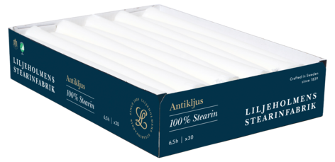 Liljeholmens antikljus, vita, 30-pack, 100 procent stearin
