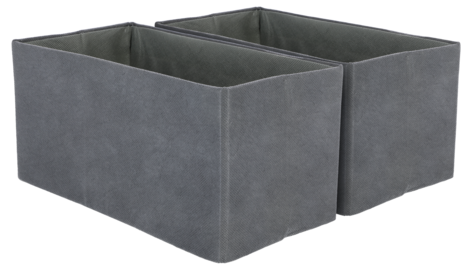 Oppbevaringsboks grå, sammenleggbar, 2-pakning