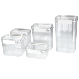 Plastburkar med lock stapelbara, 5-pack