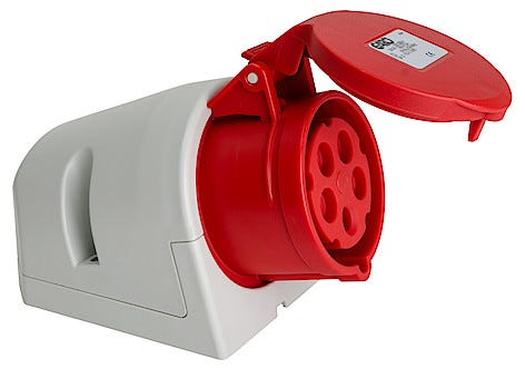 Vägguttag CEE 416-6, röd, 16 A, IP44, Garo