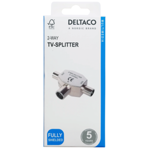 Deltaco 2-vägs tv-splitter IEC hona till 2x hane