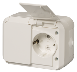 2-vägs utanpåliggande vägguttag ABB IP55 402ESW