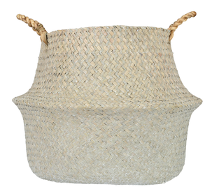 Punottu säilytyskori, jossa kahvat