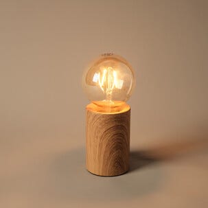 Deco bordslampa E27 metall med mörk träoptik, Northlight