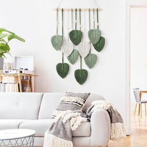 DIY väggdekoration i makramé, grön