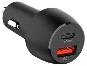 Billader 12V, 24 V, USB-C / USB-A, svart