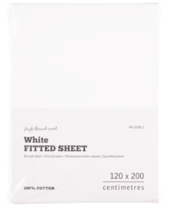 Dra-på-lakan 120 cm, vit  