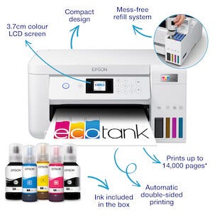 Epson Ecotank ET-2856 Tulostin, jossa skanneri ja LCD-näyttö