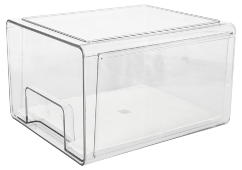 Stapelbar kylskåpsförvaring med låda, transparent