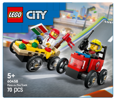 LEGO City Pizzabil mot brandbil racinglekset 60458, från 5 år