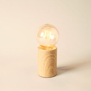 Deco bordslampa E27 metall med mörk träoptik, Northlight