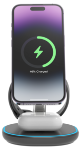 Deltaco 3-i-1 ladestasjon med hurtiglading, 15 W