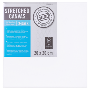 Kvadratisk lerret med ramme, bomull, Sang, 3-pakning