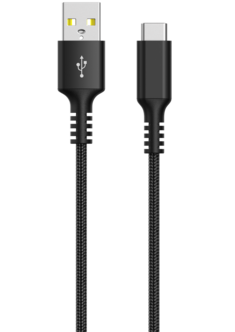 Kangaspäällysteinen USB-C-kaapeli 1,5 m, USB-A–USB-C Clas Ohlson