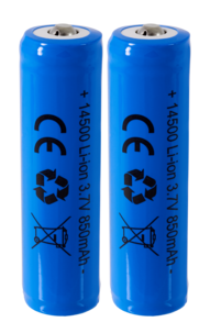 Laddningsbart batteri 14500 med skyddskrets, 3,7 V/850 mAh Li-Ion, 2-pack
