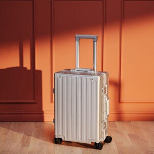 Kabinväska med 8 hjul, aluminium, grå, 56x38x22 cm