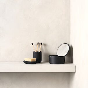 Såpedispenser i steingods, svart