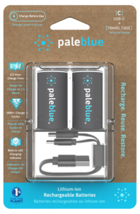 Pale Blue oppladbare C-batterier USB-C, 2-pakning
