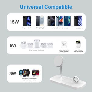Trådlös Qi2 laddare 3-i-1 för iPhone, magnetisk, 15 W